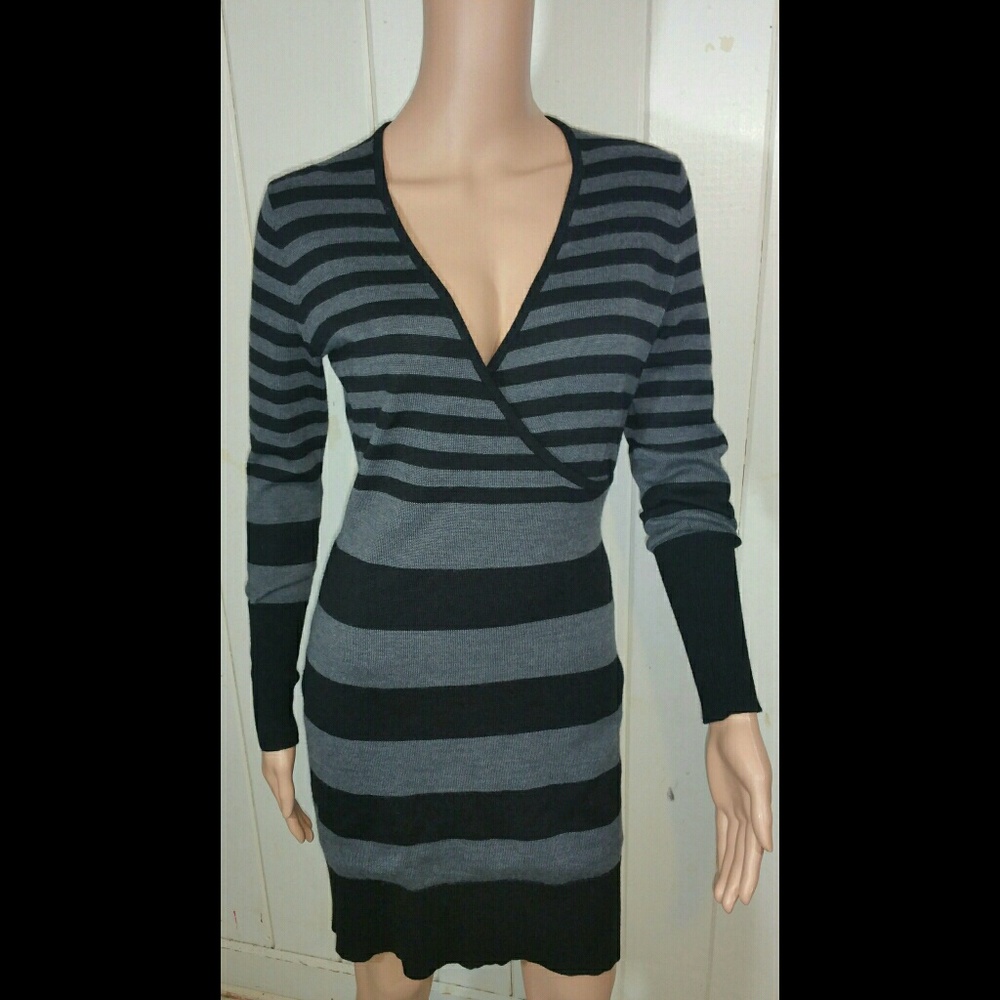 Ann Taylor Loft Wool Blend Striped Dress